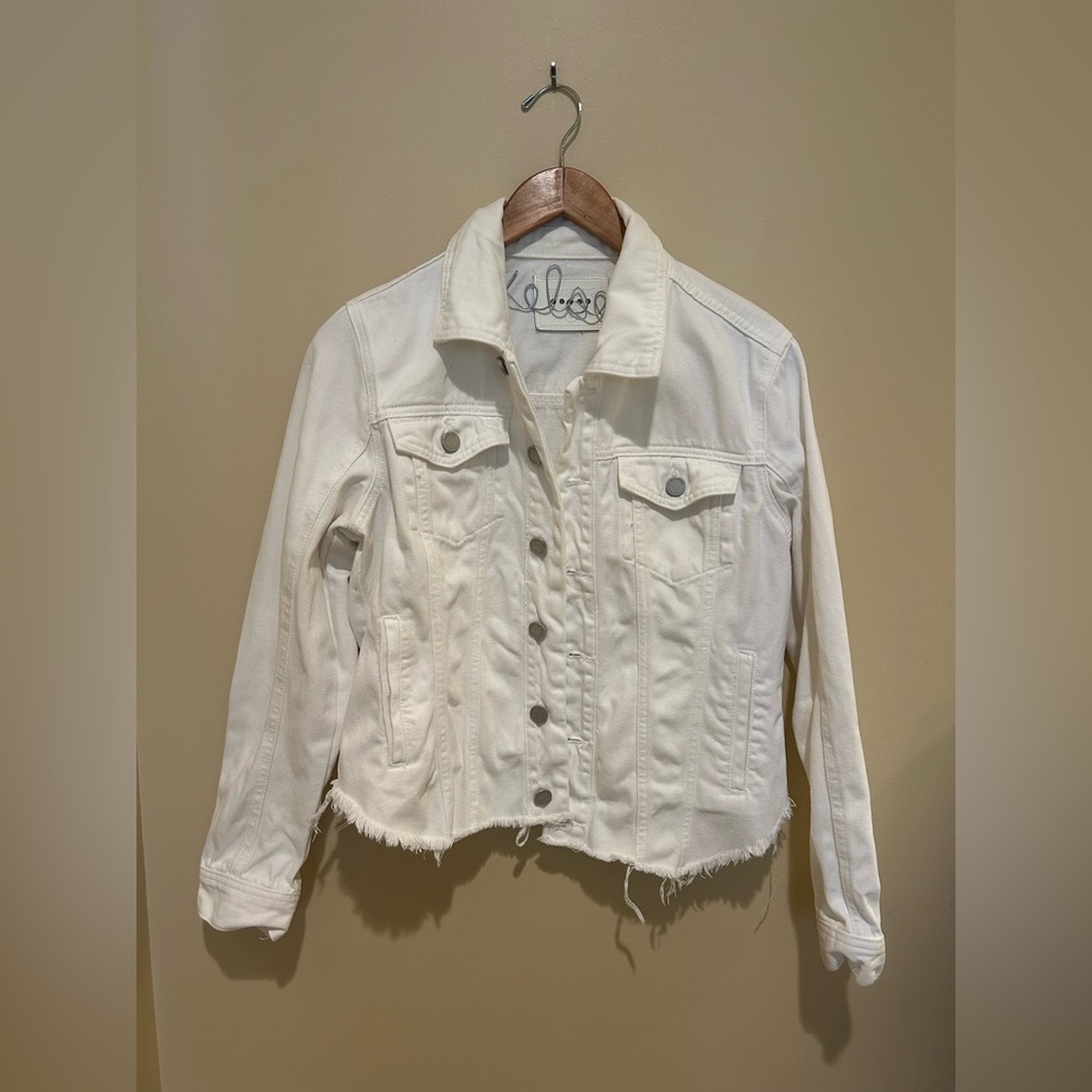 Blank NYC Off-White Distressed Denim Jacket Size Small - Picture 2 of 6